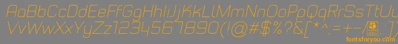 TypoStyleThinItalicDemo-Schriftart – Orangefarbene Schriften auf grauem Hintergrund