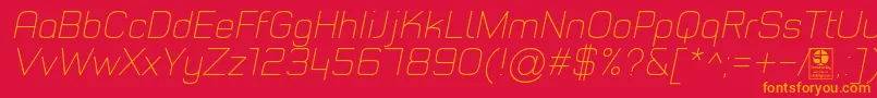 TypoStyleThinItalicDemo Font – Orange Fonts on Red Background