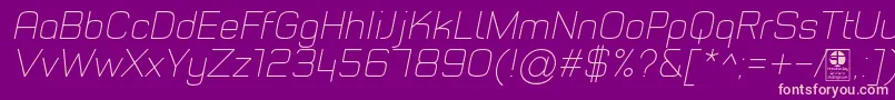 TypoStyleThinItalicDemo Font – Pink Fonts on Purple Background