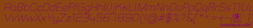 TypoStyleThinItalicDemo Font – Purple Fonts on Brown Background