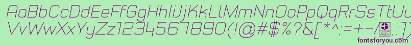 TypoStyleThinItalicDemo Font – Purple Fonts on Green Background