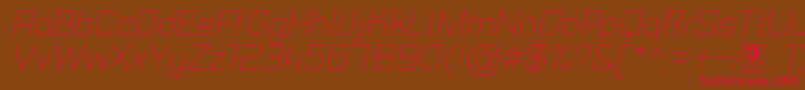 TypoStyleThinItalicDemo Font – Red Fonts on Brown Background