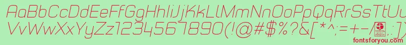 TypoStyleThinItalicDemo Font – Red Fonts on Green Background