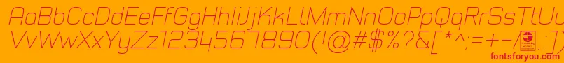 フォントTypoStyleThinItalicDemo – オレンジの背景に赤い文字