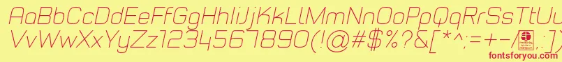 TypoStyleThinItalicDemo Font – Red Fonts on Yellow Background