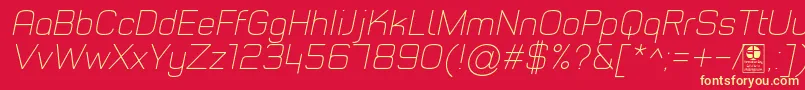 TypoStyleThinItalicDemo Font – Yellow Fonts on Red Background