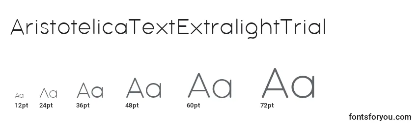 Größen der Schriftart AristotelicaTextExtralightTrial