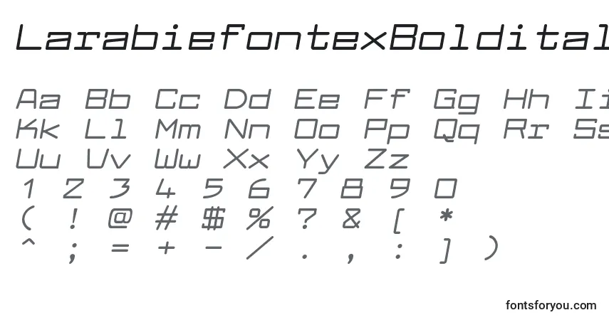 Schriftart LarabiefontexBolditalic – Alphabet, Zahlen, spezielle Symbole
