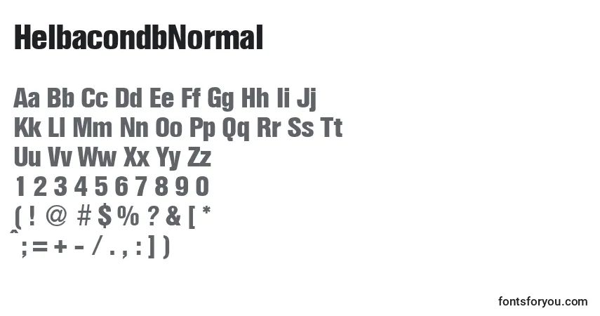 A fonte HelbacondbNormal – alfabeto, números, caracteres especiais