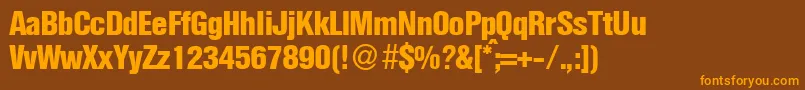Fonte HelbacondbNormal – fontes laranjas em um fundo marrom
