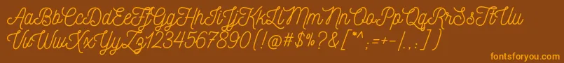 NickainleyNormal Font – Orange Fonts on Brown Background