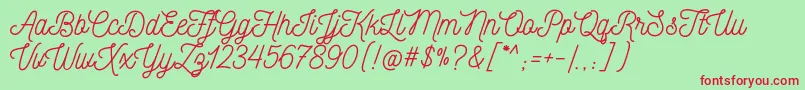 NickainleyNormal Font – Red Fonts on Green Background