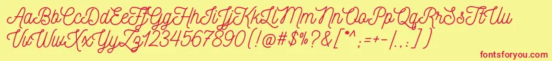 NickainleyNormal Font – Red Fonts on Yellow Background