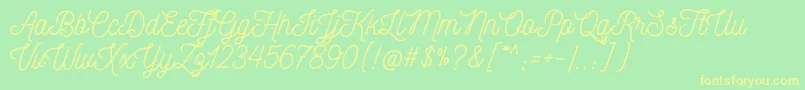 NickainleyNormal Font – Yellow Fonts on Green Background