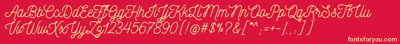 NickainleyNormal Font – Yellow Fonts on Red Background
