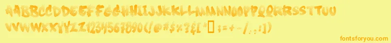 フォントSoft Sugar  Fade  – オレンジの文字が黄色の背景にあります。