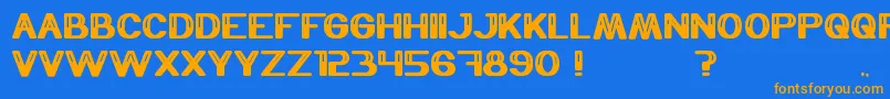 フォントThermometer – オレンジ色の文字が青い背景にあります。