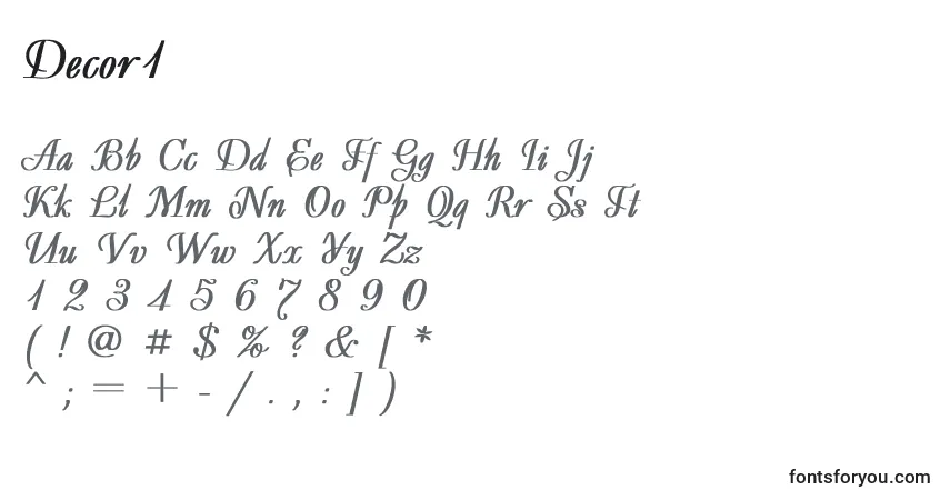 Шрифт Decor1 – алфавит, цифры, специальные символы