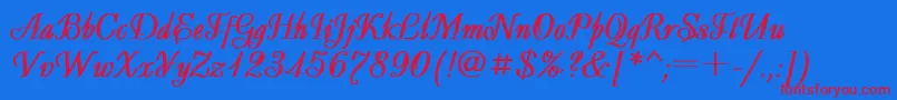 Decor1-Schriftart – Rote Schriften auf blauem Hintergrund