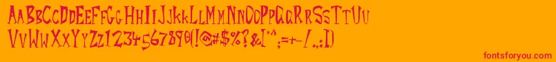 フォントRocketYoyo – オレンジの背景に赤い文字