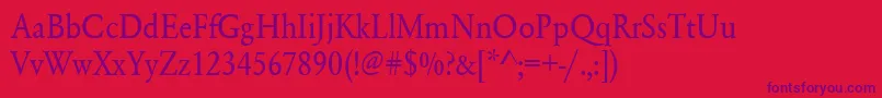 Urwgaramondtextnar Font – Purple Fonts on Red Background