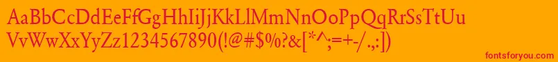 Urwgaramondtextnar Font – Red Fonts on Orange Background