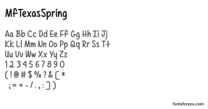 Шрифт MfTexasSpring – алфавит, цифры, специальные символы