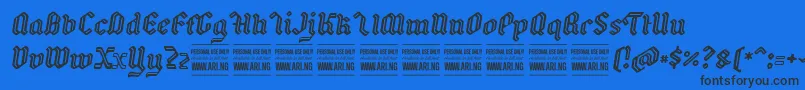 BackyarditalicPersonal Font – Black Fonts on Blue Background