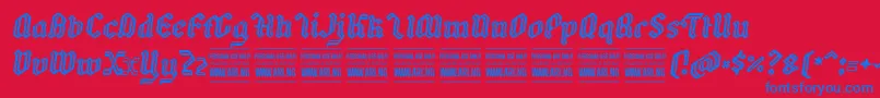 BackyarditalicPersonal Font – Blue Fonts on Red Background