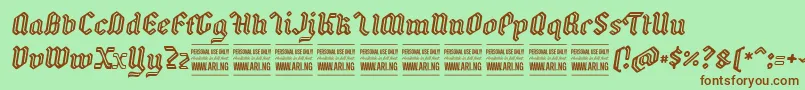 BackyarditalicPersonal Font – Brown Fonts on Green Background