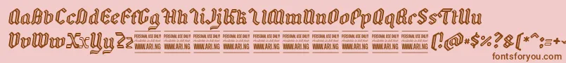 BackyarditalicPersonal Font – Brown Fonts on Pink Background