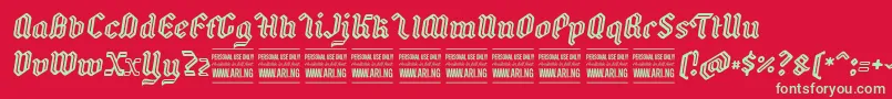 BackyarditalicPersonal Font – Green Fonts on Red Background