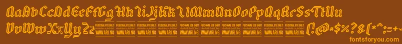 BackyarditalicPersonal Font – Orange Fonts on Brown Background