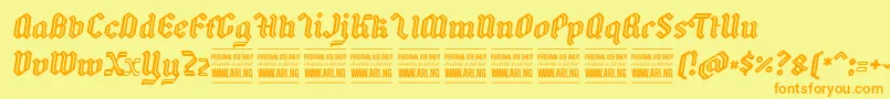 BackyarditalicPersonal Font – Orange Fonts on Yellow Background