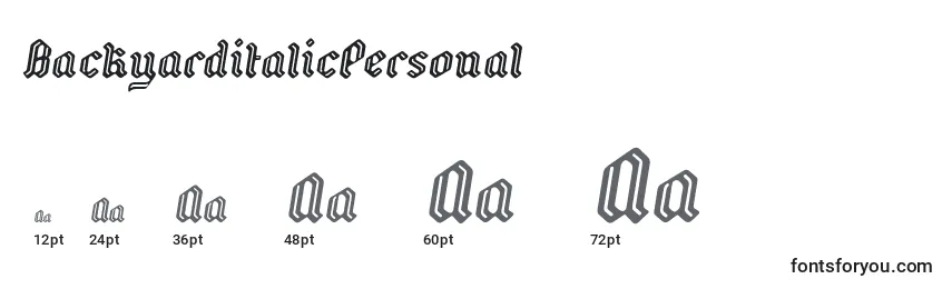BackyarditalicPersonal Font Sizes
