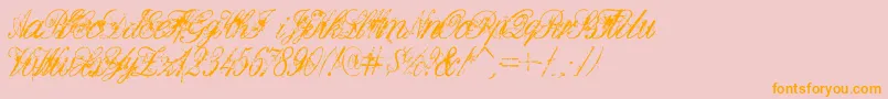 Dirte-Schriftart – Orangefarbene Schriften auf rosa Hintergrund