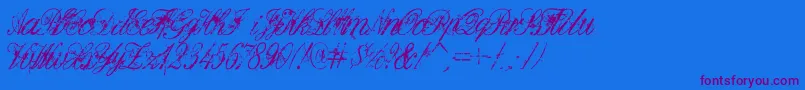 Dirte-Schriftart – Violette Schriften auf blauem Hintergrund