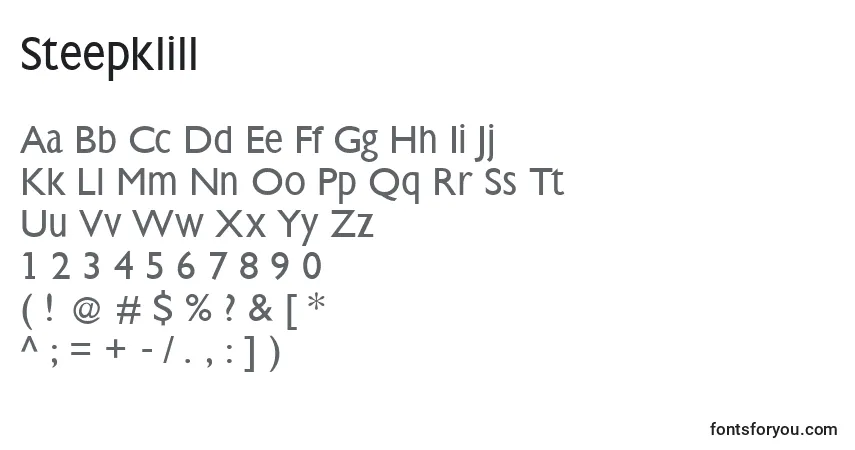 A fonte Steepklill – alfabeto, números, caracteres especiais