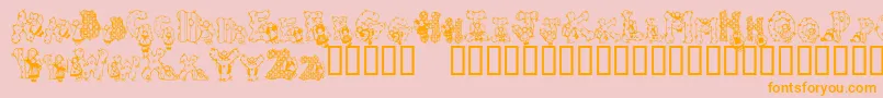 PatchworkAngel-Schriftart – Orangefarbene Schriften auf rosa Hintergrund