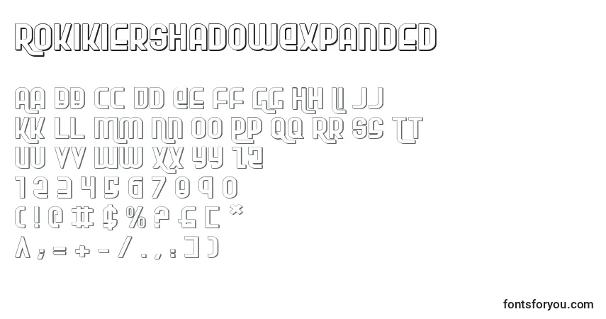 A fonte RokikierShadowExpanded – alfabeto, números, caracteres especiais
