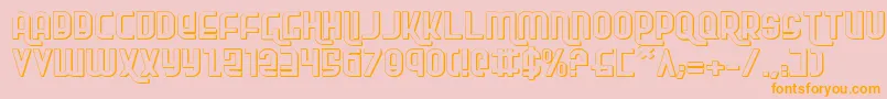 RokikierShadowExpanded-Schriftart – Orangefarbene Schriften auf rosa Hintergrund