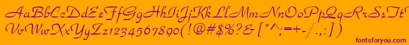 Parkaven-Schriftart – Violette Schriften auf orangefarbenem Hintergrund