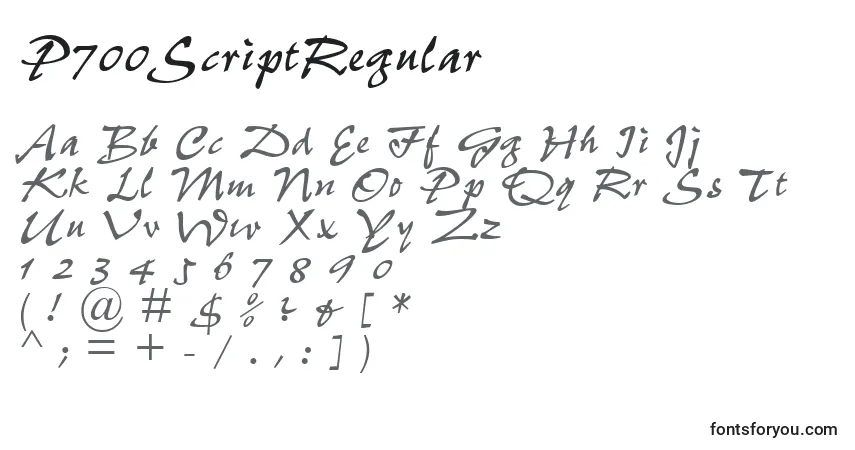 P700ScriptRegular-fontti – aakkoset, numerot, erikoismerkit