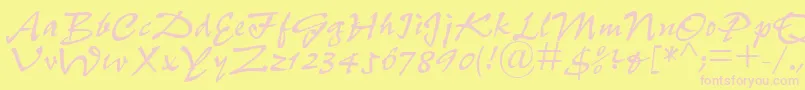 P700ScriptRegular Font – Pink Fonts on Yellow Background