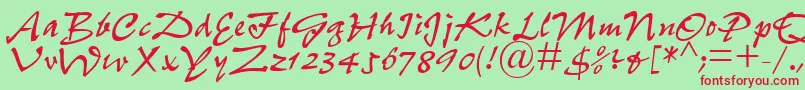フォントP700ScriptRegular – 赤い文字の緑の背景