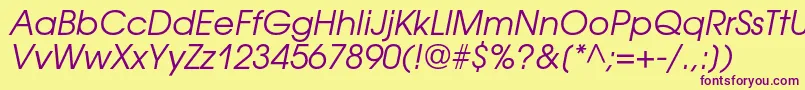 AvantgardegothiccItalic Font – Purple Fonts on Yellow Background