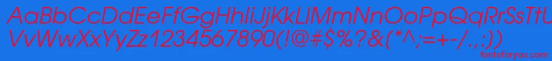 AvantgardegothiccItalic Font – Red Fonts on Blue Background