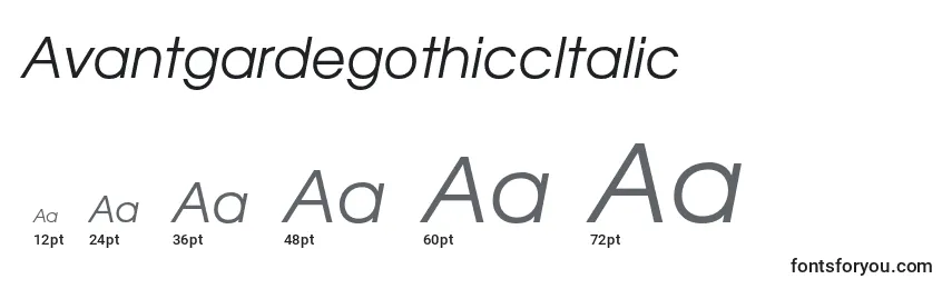 Размеры шрифта AvantgardegothiccItalic