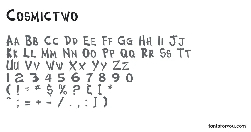 Шрифт Cosmictwo – алфавит, цифры, специальные символы