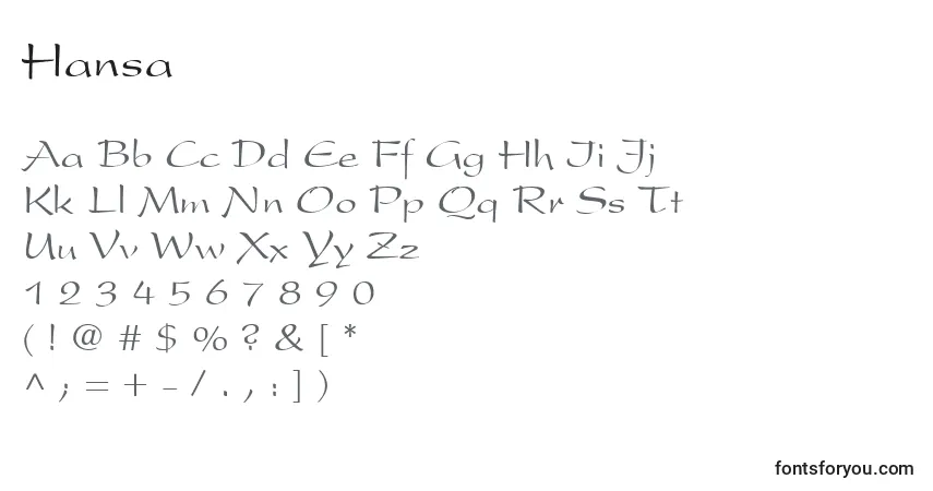 Fuente Hansa - alfabeto, números, caracteres especiales